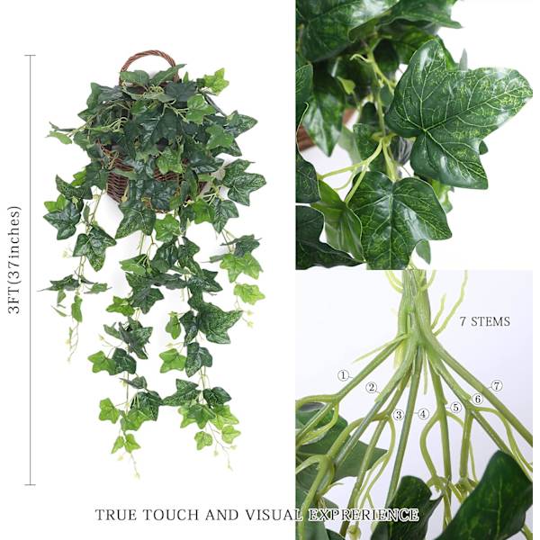 Konstgjorda hängande växter murgröna vinrankor falska blad gröna kedjevägg hem rum trädgård bröllop girlang (1 st, ingen korg)