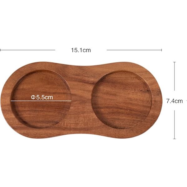 Salt- og peberkværnsbakke, indvendig diameter 5,5 cm, akacietræ, peberkværnsholder (peberkværn og saltkværn medfølger ikke)