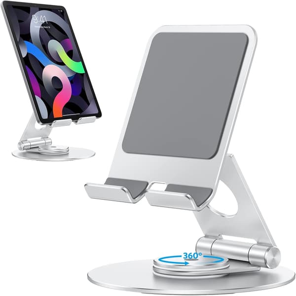 360° roterbar tablet-holder, egnet til tablets op til 12,9 tommer Silver