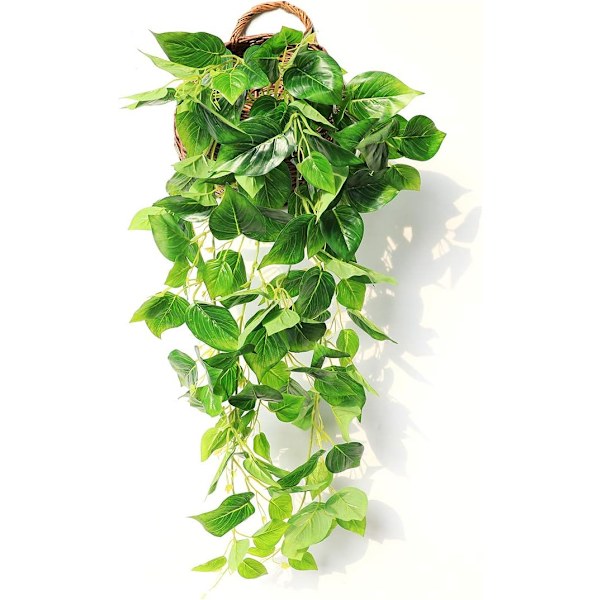 Kunstige hængende planter Ivy Vine falske blade Greeny kæde væg hjem værelse have bryllup guirlande (1 stk, ingen kurv)
