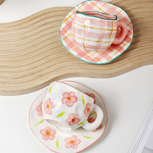 Kaffekoppsett med underkopp Muggegaver til kvinner Bursdag Keramikkkopp 250 ml Kaffekopp med underkopp Bursdagsgave til kvinner color 1