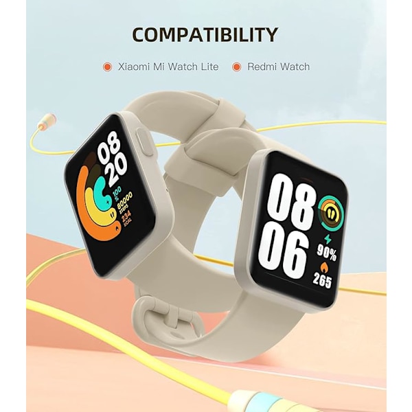 Rem for Xiaomi Mi Watch Lite/Redmi Watch, myk silikon sportsarmbånd i off-white