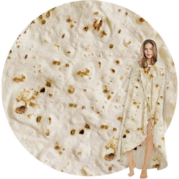 Burritos Tortilla Wrap Teppe, Nyhet Morsomme Gaver Gigant Tortilla Rund Myk Teppe for Barn 卷饼3 150X150CM