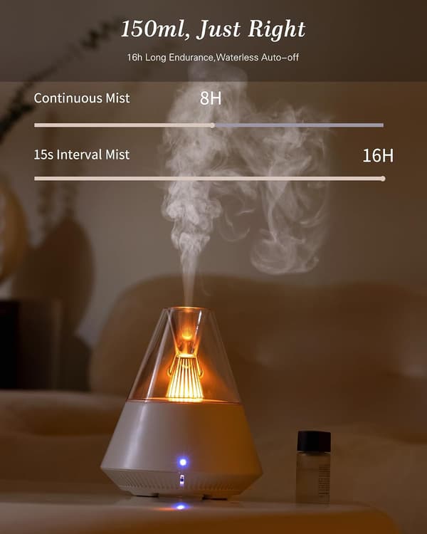 Eterisk oljediffuser, 150ML Ultralyd kjølig tåke aromaterapi diffuser, med vannløs automatisk avstenging og LED-stearinlys for hjem, yoga, hvit