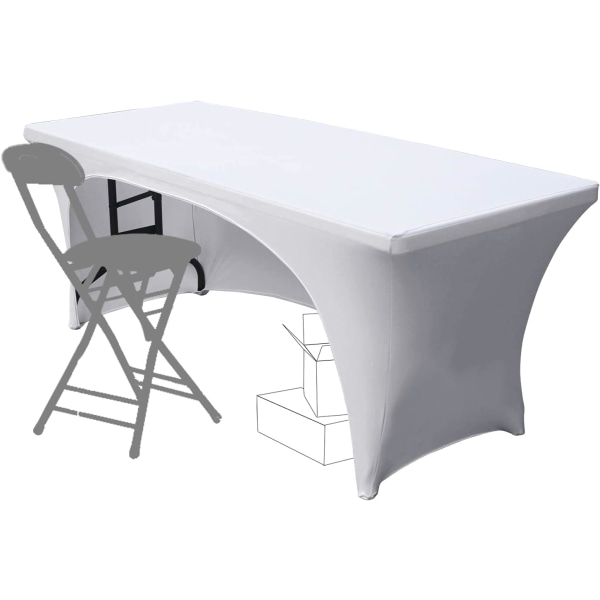 Stretchable Tablecloths 6ft for Rectangle Tables with Open Back, Fitted Spandex Rectangular Patio Table Covers