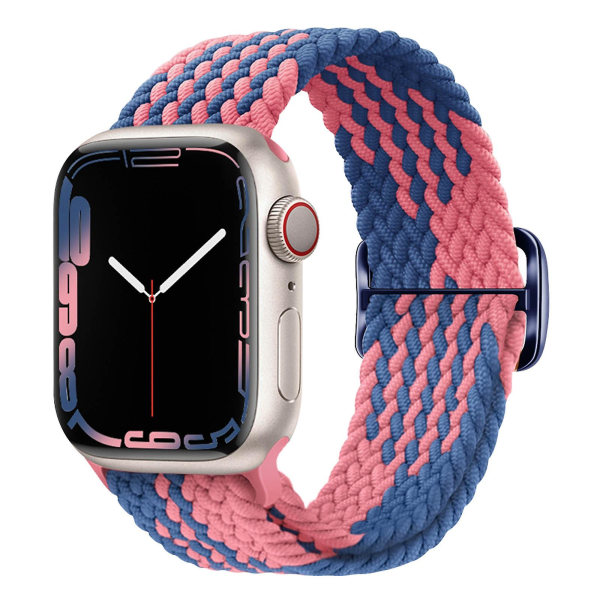 Kompatibel med Apple Watch rem 41 mm / 40 mm / 38 mm flätad andas nylon blå / rosa