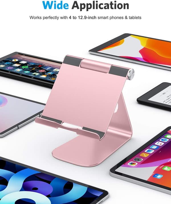 Justerbar Tablet Stand, Tablet Stand Bord, Sølv Rose gold
