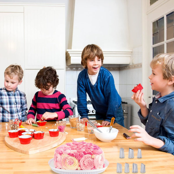 7 stk. Fondant Rose Dyserør Sæt, Rustfrit Stål Kage Dekoration Konditorværktøjer, Kage Dekoration Forbrugsvarer Bage Sæt Værktøjer