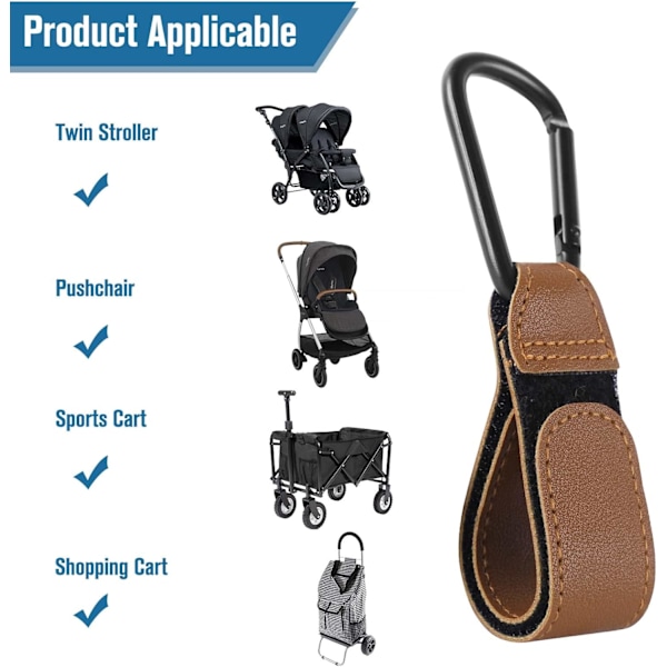 Barnvagnskrokar, 2 Stycken Buggy Clips Bärsele Barnvagnskrokar, Väskkrokar för Barnvagn, Barnvagnsklämmor, Barnvagnskrokar för Väskor, Brun