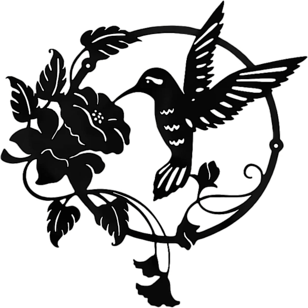 Pyöreä Metalli Kolibri Silhuetti Seinäkoriste, Metallilintu Puu Seinätaide, Olohuoneen Makuuhuoneen