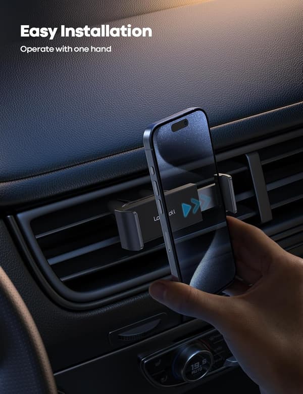 Biltelefonholder, Universal Ventilationsmontering - 360 Roterende Luftventilholder til iPhone 16 15 14, universelle Mobiltelefoner - Sort