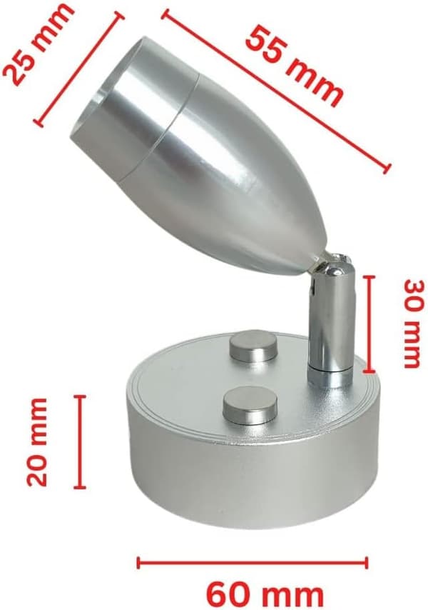 LED Leselys 12V-24V 3W Krom Spotlight, Berøringskontrollert Bryter, USB-Lading, For Caravan Bobil Båt Sengelampe