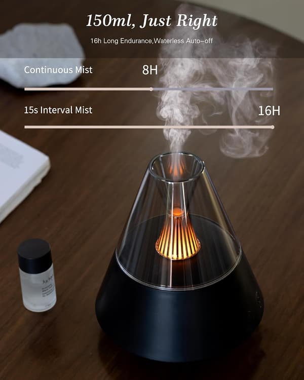Æterisk oliediffuser, 150ML Ultralyd Cool Mist Aromaterapi Diffuser, med vandfri auto-sluk og LED-stearinlys til hjemmet, yoga, sort