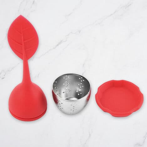 Rustfrit teinfuser med silikonesilågslåg Grønt blad - 4 stk.