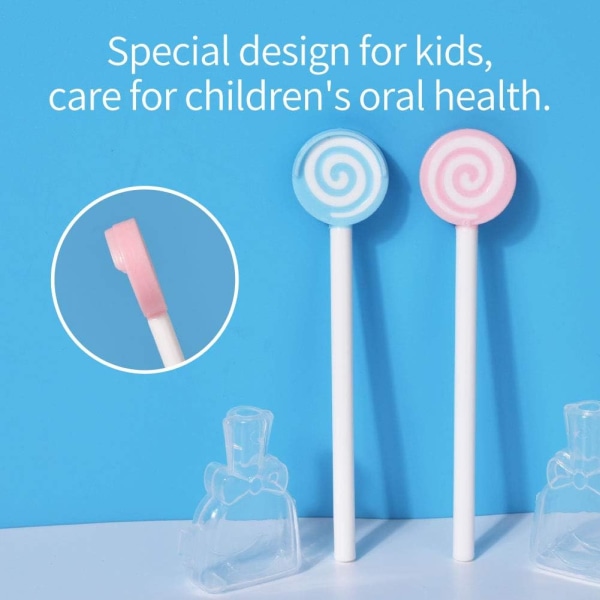 Barnens tungsrengöringsborste är liten och söt med lock-Lollipop formad barnens tungskrapa