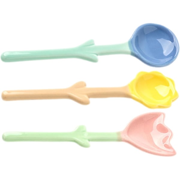 3 stk. Keramiske Blomsterske Suppeskeer Teskeer Kaffeskeer Serveringsskeer Suppe Serveringsskeer Model Kaffeske Grapefrugt Fo