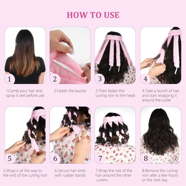 Heatless Curling Rod, Octopus No Heat Hair Curlers Pannband, Wave Curls Lazy Curler Soft Tools