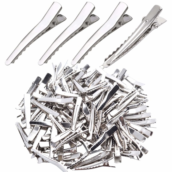 39MM små alligatorhårklämmor, 100 stycken silvermetall alligatorhårnålar tänder bågar krokodilhårklämmor hållare tillbehör 39MM