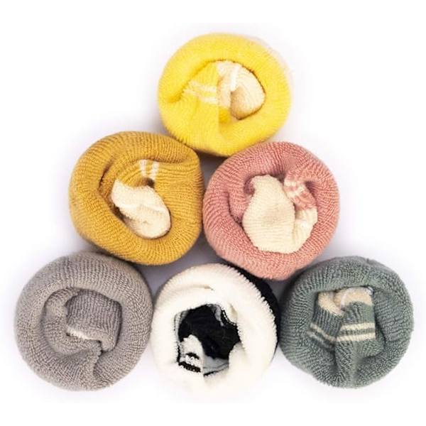 Baby Girls' Anti-Slip Socks Winter Cotton Pack of 6 M