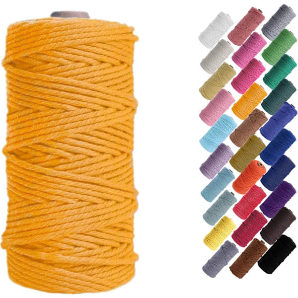 Macramé-snöre, Bomullsrep, för Väggbonader, Växtupphängningar, DIY-hantverk, Heminredning, Presentinslagning 3mmx100m Golden