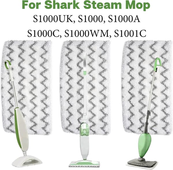 Dampmoppepuder til Shark dampmoppe S1000UK og kompatibel med Beldray BEL01097, vaskbar snavsgreb absorberende refill (4 stk.)