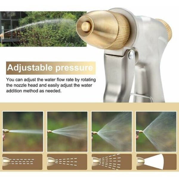 Trädgårdsslangvattenpistol med mässingsmunstycke, zinklegering högtryck för växtbevattning, rengöring, biltvätt och husdjursdusch