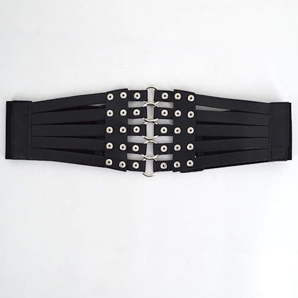 Hullet Nitter med Spænde Bælte Bundet Korset Elastisk Bredt Taljebælte Underbryst Taljebånd black silver rivets