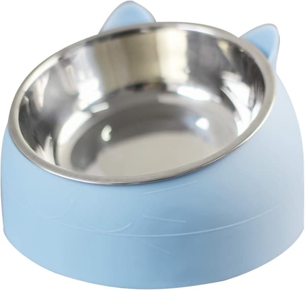 2-pak rustfri stål kattefoderskål, kattefoderskål, kattevandskål (200 ml, blå+grøn)