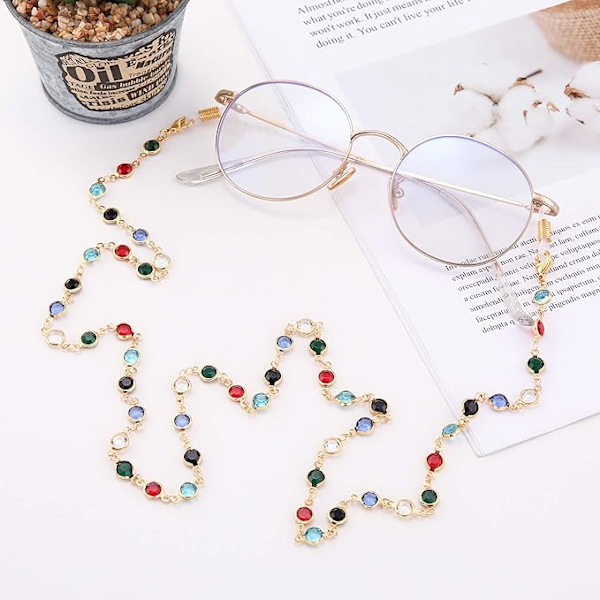 Mote Trendy Briller Kjede Solbriller Stropp Briller Holder Krystall Expression Perler Lese Bohemian Briller Stropp Silver