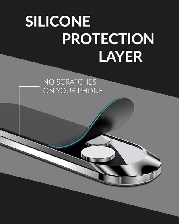 Magnetisk Smartphonehållare - Bil Mobiltelefon Instrumentbräda Magnetfäste, Roterbart Ställ, Universell Vägg (Silver)