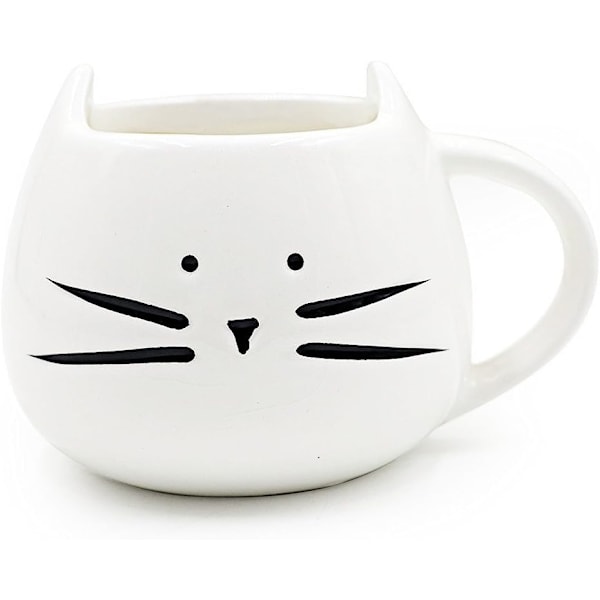 Søt formet keramisk krus for kaffe, melk, vann, te osv., Hvit