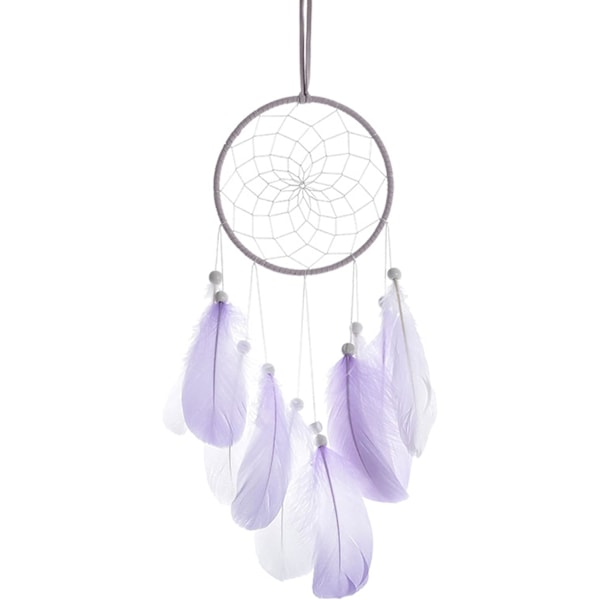Håndlavet drømmefanger med fjer, Boho drømmefanger ornament til soveværelse, hjem, vægdekoration, mobil dekoration, børneværelsesdekoration, gave (Mauve)