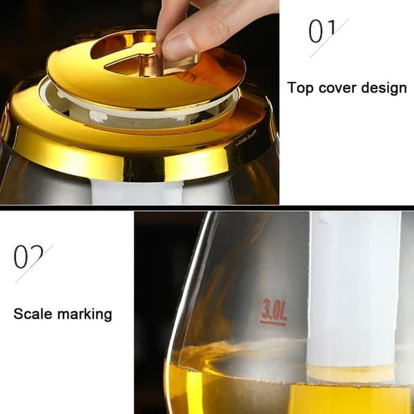 Øldispenser med isrør, 3l vanndispenser med tappekran, drikkedispenser for hjemmebar, hotellfest, gull