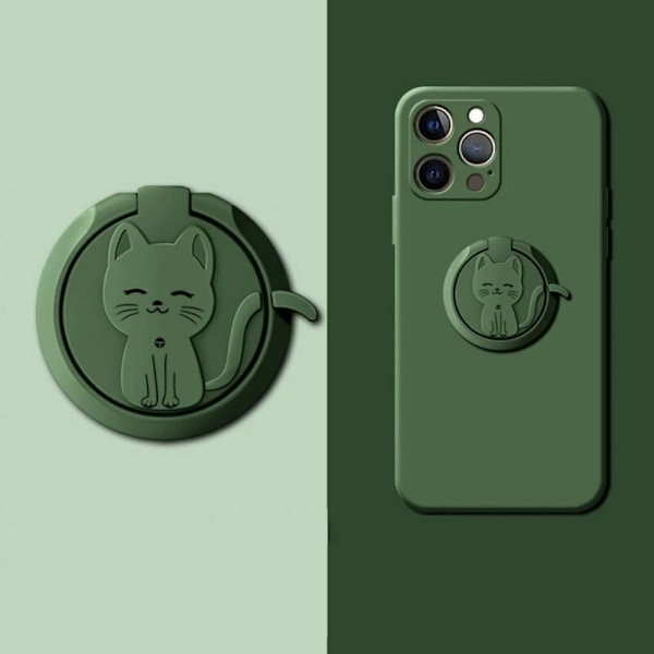 Katt Fingerring Metall Mobilhållare Söta Mobilringstativ Green