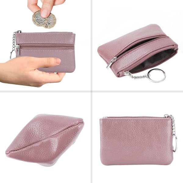 Lompakko naisille, nahkainen lompakko, pieni ja lyhyt lompakko Pink