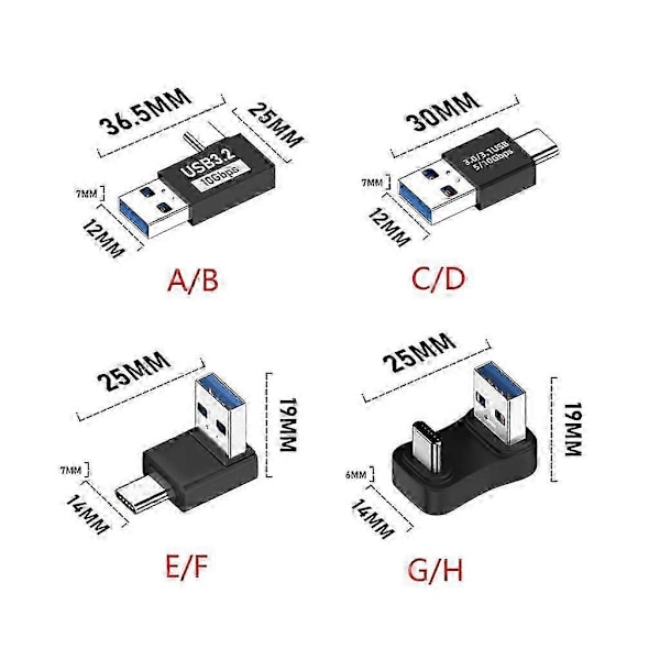 USB C Hann til USB3.1 hann Adapter Konverter opptil 10Gbps Dataoverføring