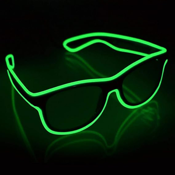 Trådløse LED-briller med blinkende modus, gløder i mørket for rave-fest, Halloween, jul, disco, konsert, EDM (grønn)