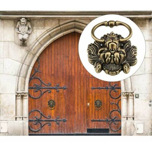 Antik dørhammer i bronze design med tigerhoved