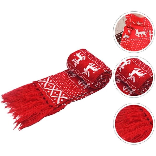 Unisex Julegenser Strikket Sjal Jule Snø Rein Fawn Teppe Vinter Varmt Langt Sjal Med Kvaster 160Cm