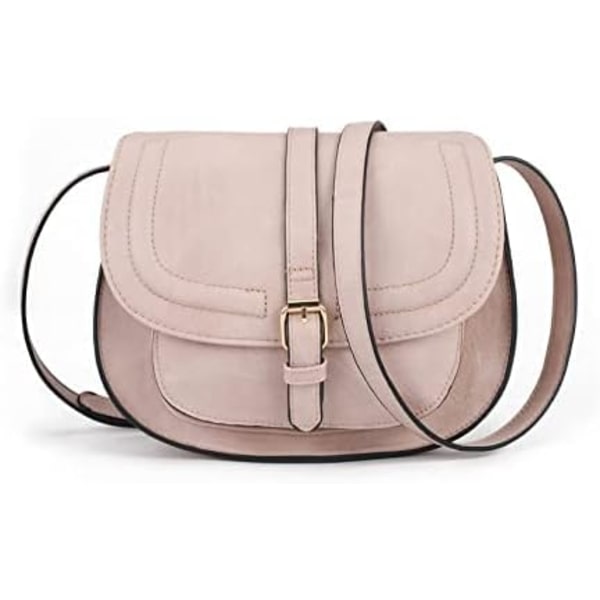 Lille crossbody taske til kvinder, crossbody taske i syntetisk læder til kvinder, håndtaske til kvinder, med aftagelig justerbar skulderrem Pink