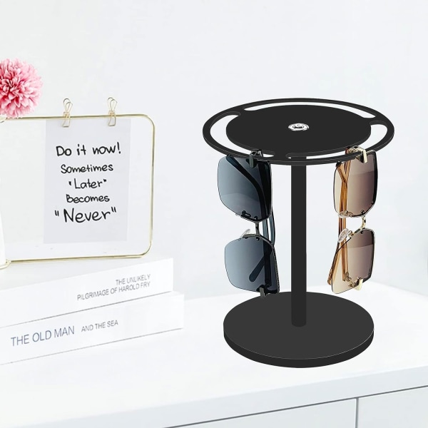 Akryl solbrillerholder stativ med 360 roterende, briller display stativ sort briller bordplade arrangør
