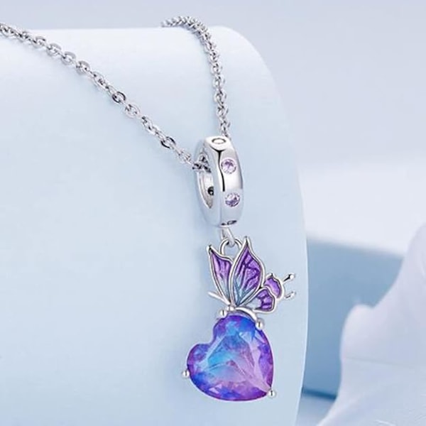 Elegantti ja kaunis gradienttivioletti perhonen DIY-riipus s925 hopea rakkausranneke helmi tarvikkeet