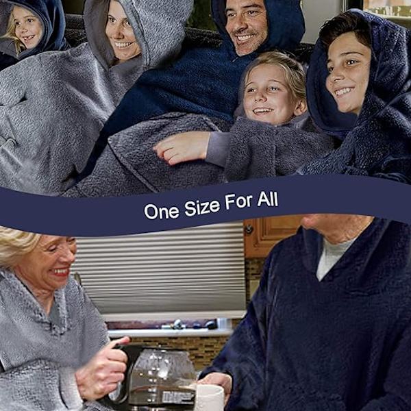 Hettegenser-teppe, Oversized Sherpa-hettegenser, Bærbar hettegenser-genser-teppe, Supermyk varm komfortabel teppe-hettegenser, One Size Fits All Adults Pink