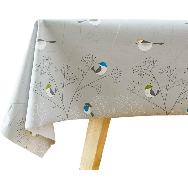 Dukduk i avtorkbar PVC-plast, vattentät rektangulär bordsduksskydd för kök, picknick, inomhus och utomhus (fåglar, 137x275 cm)