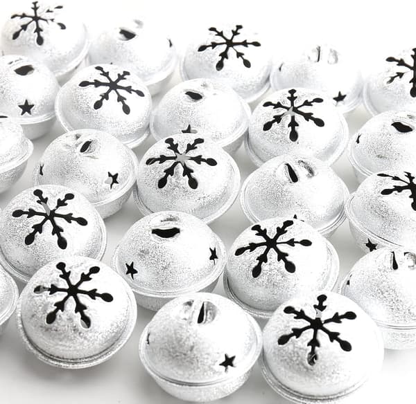24 stk sølv Jingle Bells til håndverk 4 cm metall juleklokker