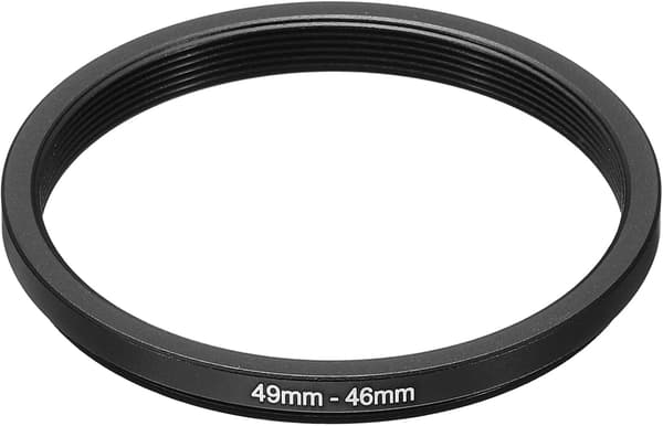 1 stk 49mm-46mm Metall Nedtrappingsring, Kameraobjektiv Filter Adapter Ring Aluminium Filter Adapter Ring for Kameraobjektiver Solblender, Svart