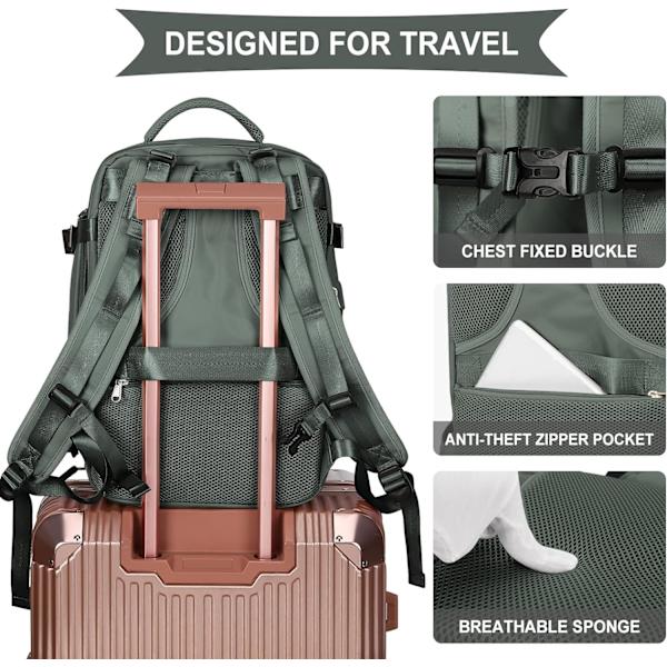 Suuri Matkustusreppu Naisille ja Miehille, Käsimatkatavarat, Vaellusreppu Vedenkestävä Ulkoilun Urheilureppu Rento Päiväreppu Small military green
