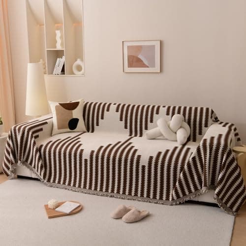 Sofabetræk, blødt, slidstærkt, vendbart chenille-sofabetræk, sofabetræk, ternet møbelbeskytter til 3-personers sofa (180*340cm)