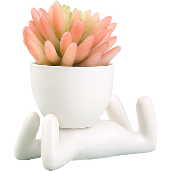 Keramiske Sukkulente Plantepotter, Kreative Små Menneskeformede Blomsterpotter, Små Plantepotter, Hvide Keramiske Blomsterpotter, Små Blomsterpotter color 3