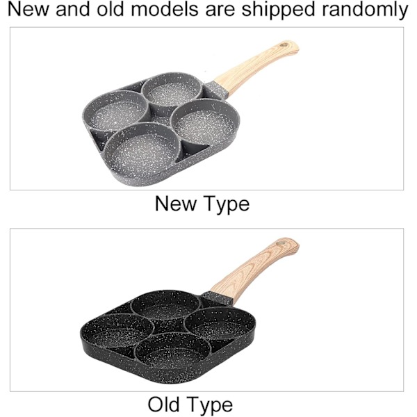 Nonstick 4-koppars äggkokare, aluminium pannkaka panna äggkokare omelettpanna multi bakning stekpanna